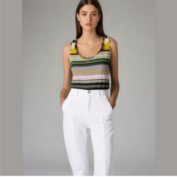 🥑NWT Banana Republic Striped Racerback Lightweight Formal Tank Top %100 Viscose - Picture 5 of 16